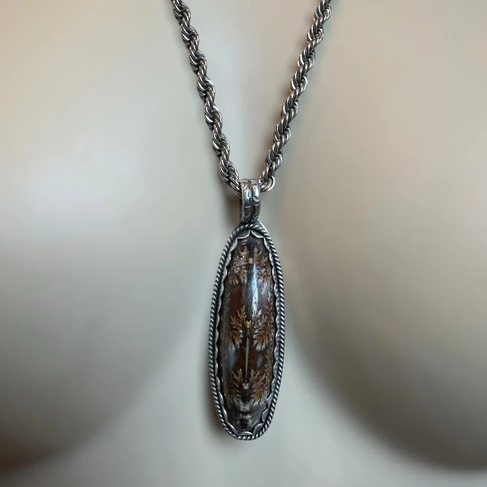 Paul Rossman CSHR‎ Pendant Necklace 24 Inch Fossil Ammonite 925 Sterling 39.1g